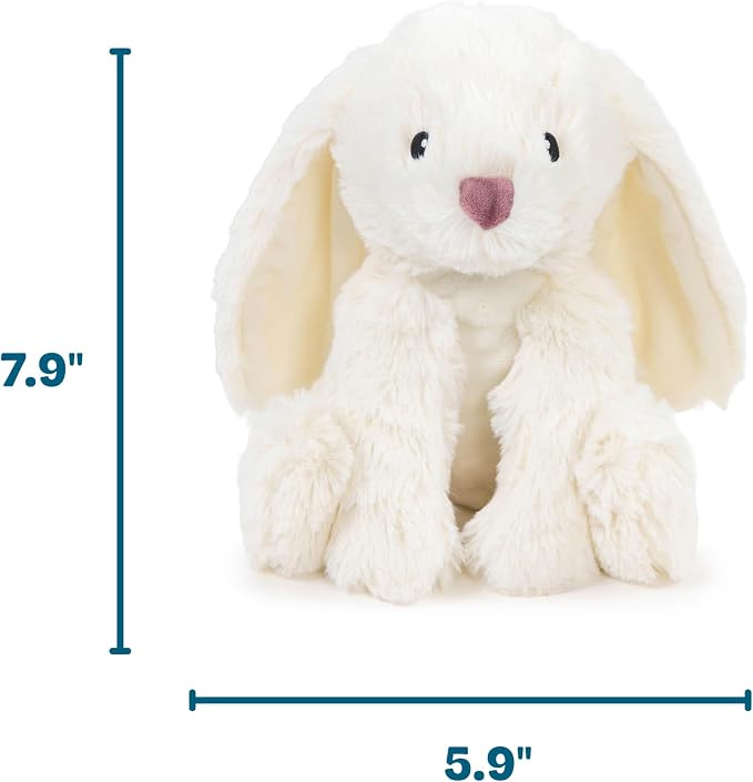 Calming Plush Dog Toy with Squeaker, Ultra-Soft Floppy Cuddle Companion, Coconut Scented, Bunny, Small, 7.9”