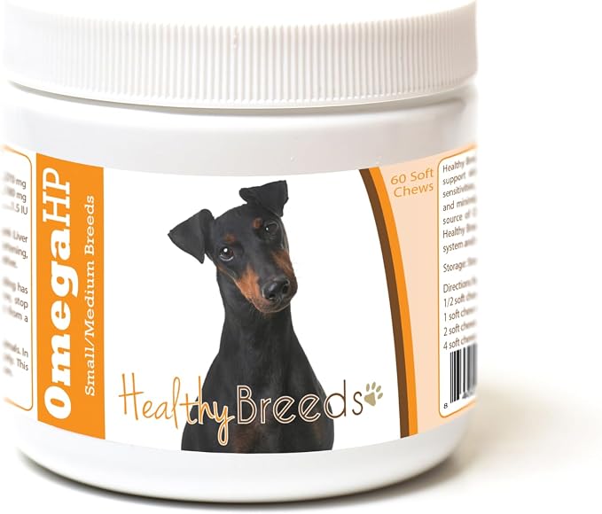 Healthy Breeds Manchester Terrier Omega HP Fatty Acid Skin and Coat Support Soft Chews 60 Count