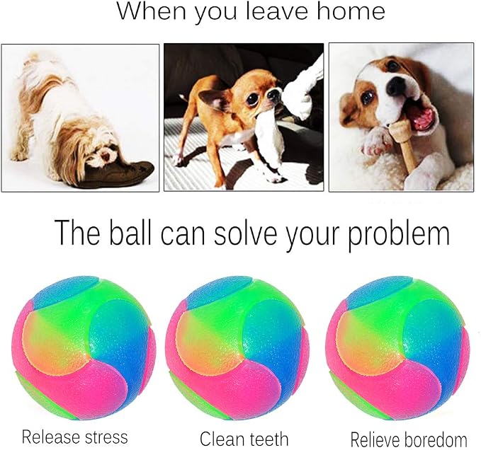 4 pcs Large Light Up Dog Balls Flashing Elastic Ball Glow in The Dark Interactive Pet Toys for for Golden Retriever,Labrador,Large Dogs