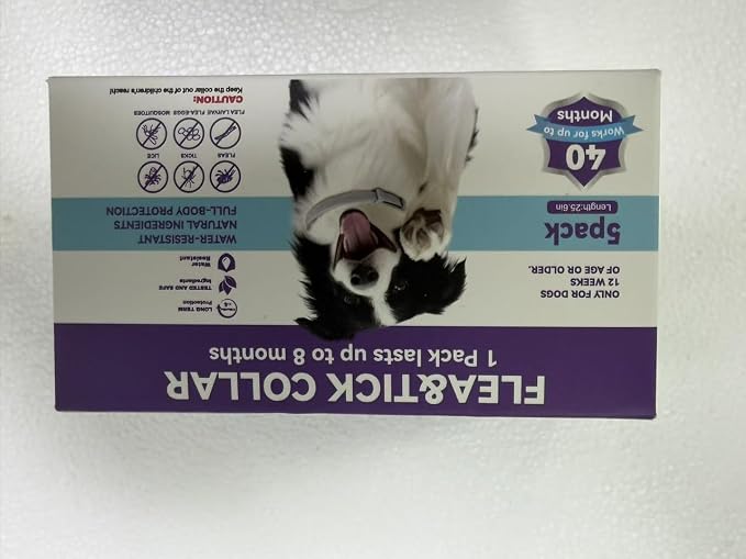 Wiiks&Wooks Flea and Tick Collar for Dogs, 5 Packs Flea Collar for Dogs for 40 Months Protection, Waterproof & Adjustable Flea and tick Prevention Collar for Small Medium Large Dogs & Puppies, Grey
