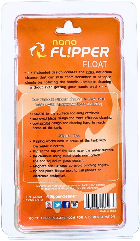 Flipper Cleaner Float - 2-in-1 Floating Magnetic Aquarium Glass Cleaner & Flipper Nano Aquarium Scraper Replacement Blades
