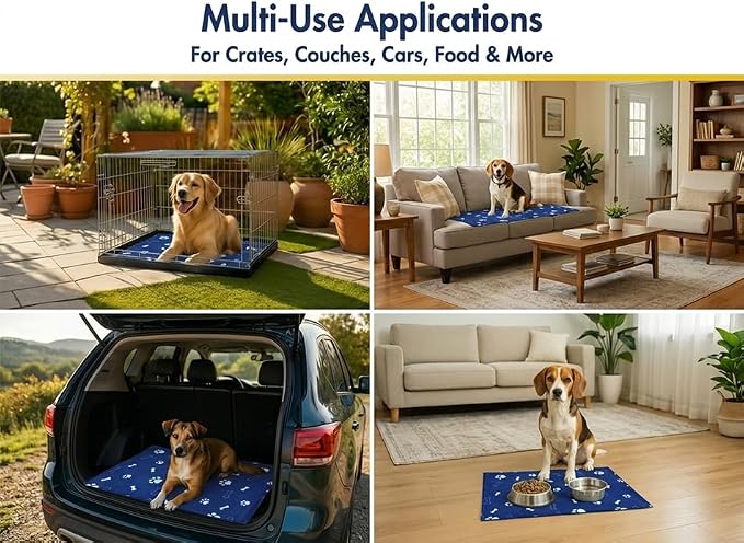 Muddy Mat® Washable Pee Pads for Dogs, Super Absorbent Reusable Puppy Pads–100% Waterproof Pee & Potty Training Pads for Pets,Non-Slip Dog Pads for Crates, Playpens & Floors- 4 Pack, Navy Blue 18"x24"