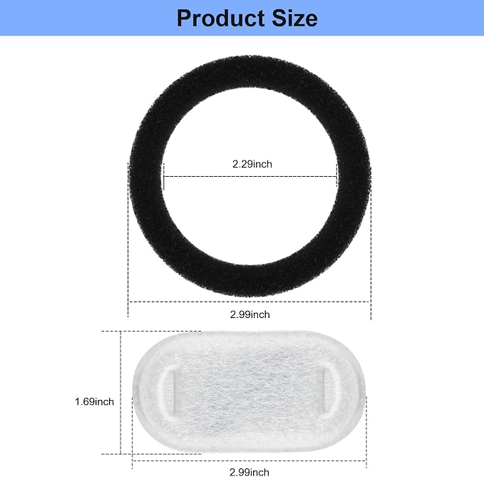 Wonder Creature 24 Pack Cat Water Fountain Filter Replacement, 4+4/8+8/12+12/16+16 Pack for Stainless Steel Cat Water Fountain 2L/67oz and 3.2L/108oz, 12 Carbon Filters & 12 Pre-Filter Sponges