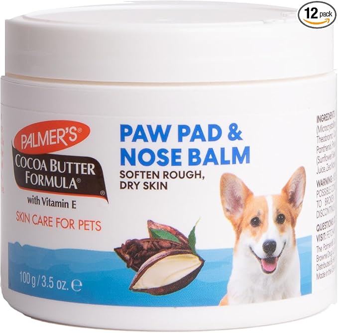 Palmer's for Pets Cocoa Butter Paw Pad and Nose Balm for Dogs,Fragrance Free Dog Skin Soother with Vitamin E-for Dry Paws and Noses,Plant Based Formula,3.5 Oz,(Pack of 12)