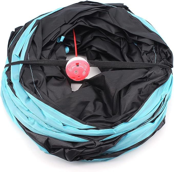 Bemodst Collapsible S-Shape Cat Tunnels - 3-Way Interactive Maze Toy for Kitten, Rabbit, Ferret