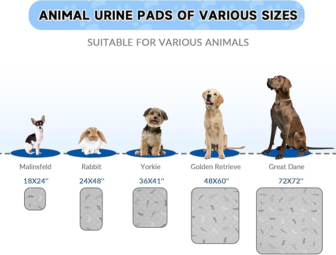 Sunheir Washable Pee Pads for Dogs Extra Large 36" x 48" 2-Pack Reusable Puppy Pads Pet Training Pads, Whelping Pad, Non-Slip Protects Against Urine Leakage (Leaves - Light Grey, 36x48)