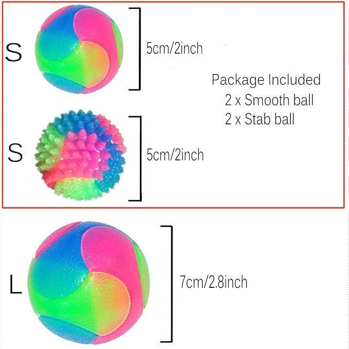 4 pcs Light Up Dog Balls,Flashing Elastic Ball,Glow Ball,Glow in The Dark Interactive Pet Toys for Aggressive Chewers,Puppy, Cats, Dogs