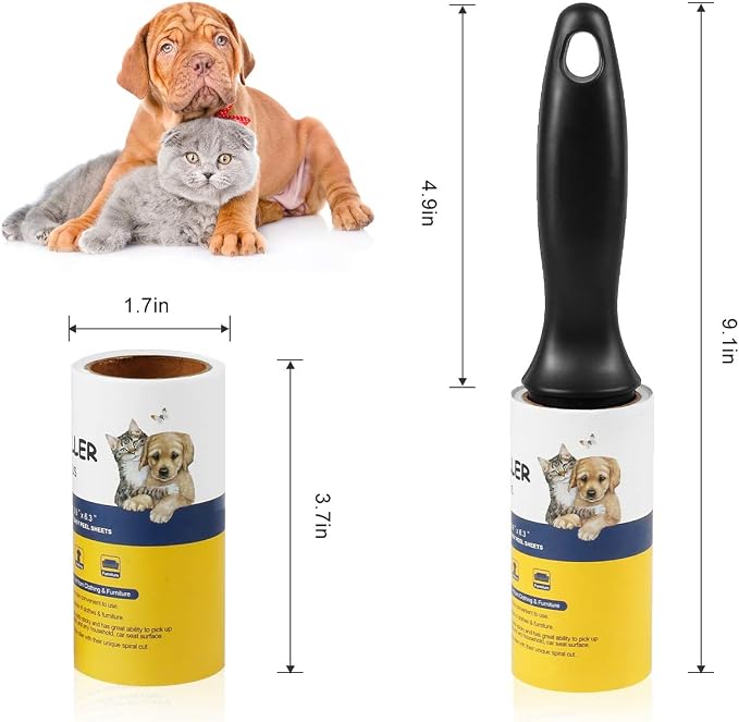 Lint Roller Pet Hair Remover - Sticky Lint Remover Rollers for Clothes Pet Hair Cat 8 Pack