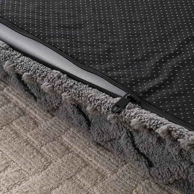 Memory Foam Dog Crate Pad, Large Size, Dark Gray Color, Waterproof Lining, Washable Cover for Dogs and Cats 44" L x 32" W x 3" H