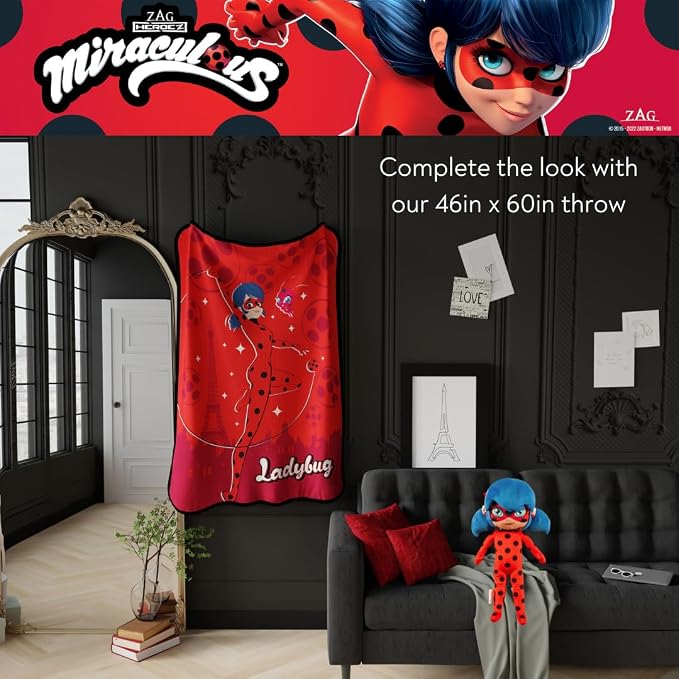 Franco Kids Miraculous Ladybug Bedding Super Soft Plush Decorative Throw Pillow, (Officially Licensed Product)