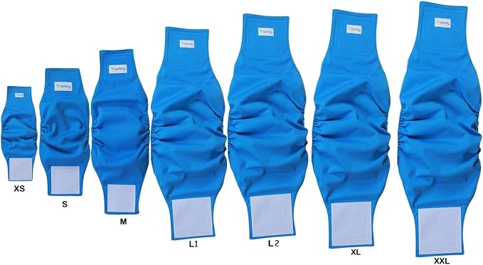 Teamoy Reusable Wrap Diapers for Male Dogs, Washable Puppy Belly Band Pack of 3 (L2, 20"-24" Waist, Black+ Gray+ Lake Blue)