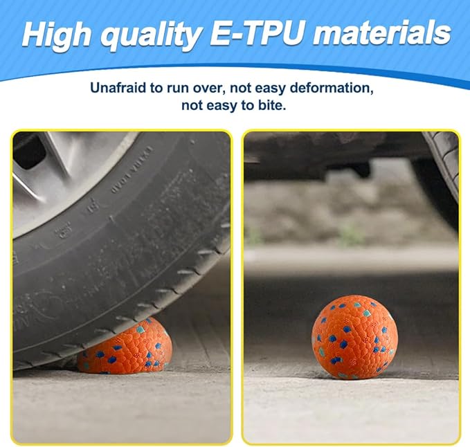 Mankoda Durable Dog Balls for Aggressive Chewers, 3'' ETPU Indestructible Rubber Floating Fetch Toys, Interactive Teething Chew Balls for Small Medium Large Dogs (3 Pack)