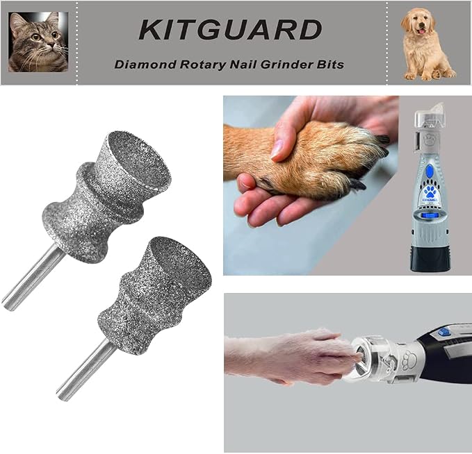 Diamond Dremel Dog Nail Grinder Bits for Rotary Tool-1/8'' Dremel Dog Nail Grinder Attachment-Pet Nail Grinder Bit Work for Animals Nail Care 2-Pack (A&B)