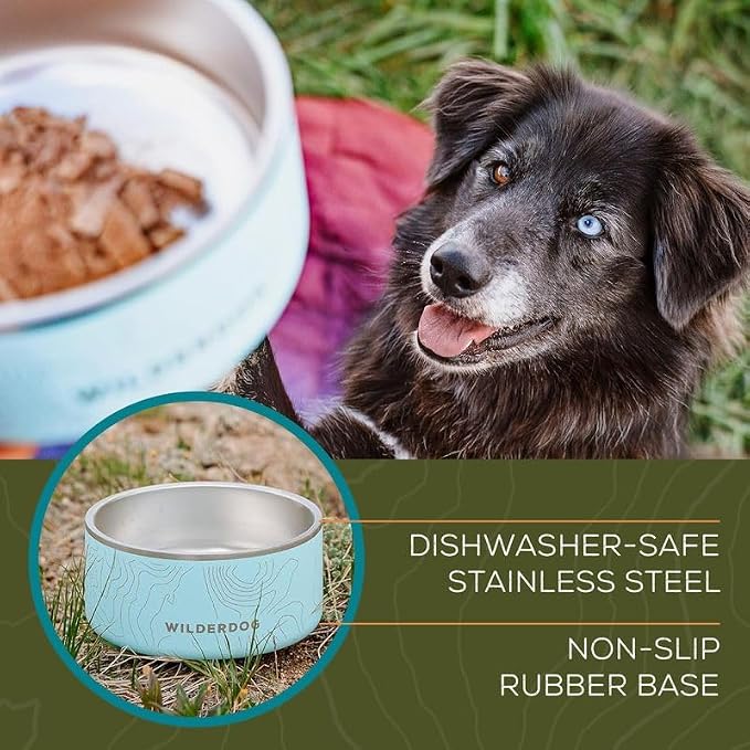 Widlerdog Stainless Steel Dog Bowl with Extra Durable Kitchen-Grade BPA-Free Stainless Steel with Non-Slip Rubber Ringed Bottom (Black, 64 oz)