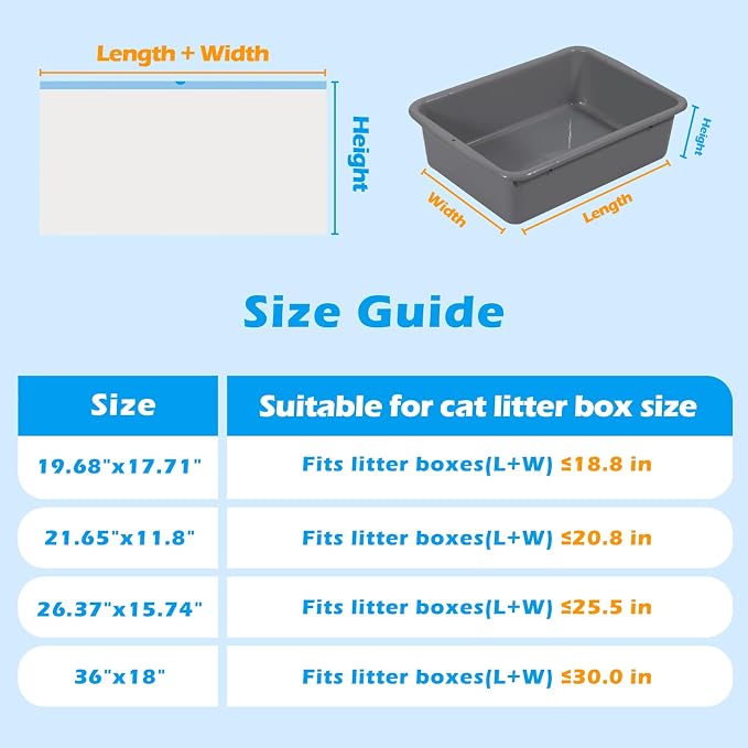 Cat Litter Bags 60 Count,26.37"x15.74" Drawstring Close Litter Box Liners for Automatic Litter Box,Thick Cat Poop Bags,Easy to Clean,Heavy Duty Robot Bag for Self-Cleaning Box