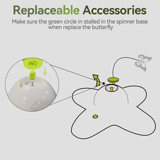 All for Paws Cat Toys Interactive Butterfly Flutter Bug Cat Automatic Toy Stimulating Kitty Toys Enrichment for Indoor Cats