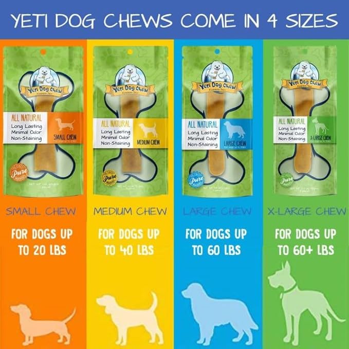 Yeti Dog Chew - Yak Cheese Himalayan - Healthy Long Lasting - Yak Chews for Large, Medium and Small Dogs - Yak Bones for Dogs - Natural Yak Cheese - Medium, 6 Pieces, 1lb