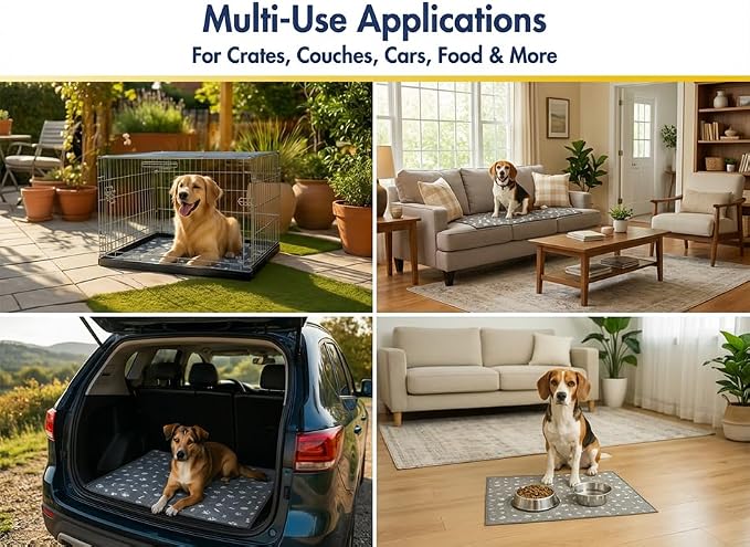 Muddy Mat® Washable Pee Pads for Dogs, Super Absorbent Reusable Puppy Pads–100% Waterproof Pee & Potty Training Pads for Pets, Non-Slip Dog Pads for Crates, Playpens and Floors - 2 Pack, Grey 36"x36"