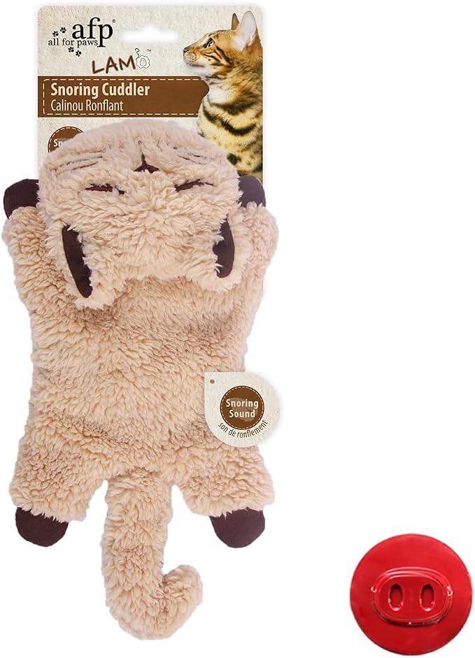 ALL FOR PAWS Cat Toys for Indoor Cats, Purring Cat, Cat Plush Toy, Cat Pillow, Anxiety Toys, Kitten Toys, Pet Toy