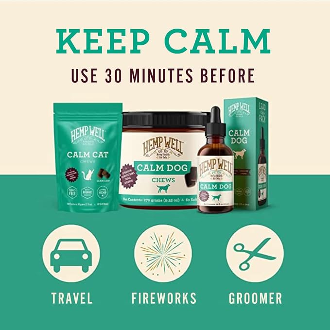 Hemp Well Calm Oil for Cats – Natural Calming Aid for Anxiety, Travel & Stress – Supports Relaxation, Reduces Unwanted Behavior & Grooming Issues – Organic Hemp Formula – 2 oz