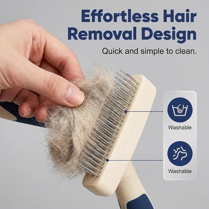 2026 Newly Upgraded 2-in-1 Dual-Sided Pet Grooming Tool for Shedding, Deshedding & Dematting Comb with Movable Stainless Steel Teeth and Curved Blade, Ideal for Cat & Dog Owners