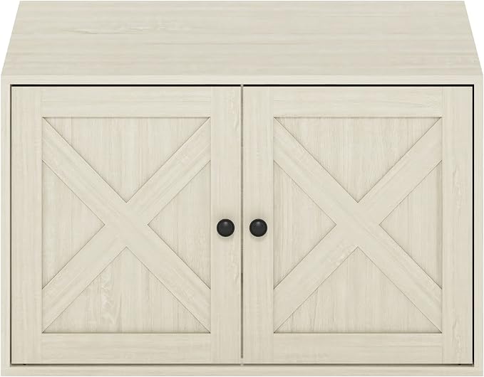 Furinno Peli Farmhouse Cat Litter Box Enclosure, White Wash