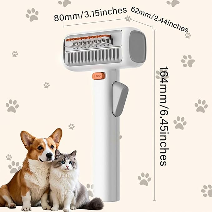 2-in-1 Pet Self-Detangling & Grooming Comb, One-Touch Switch Dematting Comb for Dogs, Undercoat Rake for Dogs, Deshedding Rake Dog Detangler Brush for Mats Tangles Loose Fur (1PC)