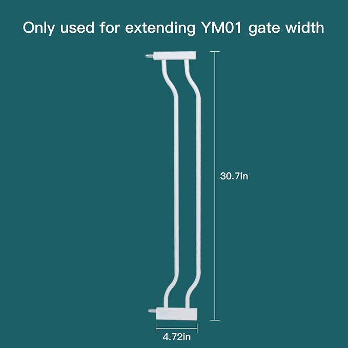White Metal Baby Gate Extension Size 4.72 inch (4.72"/12CM, White)