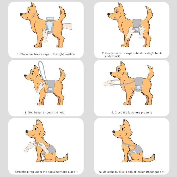 Idepet Belly Bands for Male Dogs with Suspender Detachable, 3 Pack Male Dog Belly Bands Washable Doggie Boy Diapers Reusable Male Pee Wraps for Small Medium Dog L