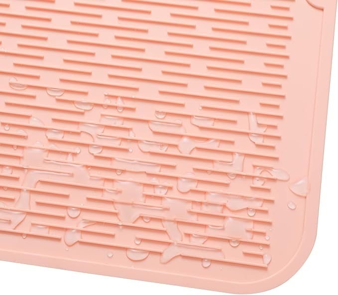 MicoYang Silicone Dish Drying Mat for Multiple Usage,Easy clean,Eco-friendly,Heat-resistant Silicone Mat for Kitchen Counter or Sink,Refrigerator or Drawer Liner Pink 4XL 32 inches x 18 inches