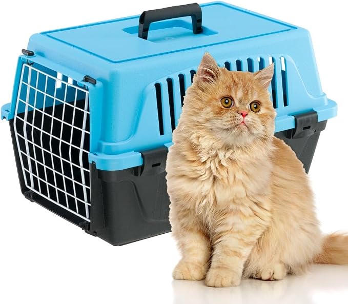 Ferplast Cat Carrier Small Dog Carrier, Secure, Practical, Easy to Clean, Durable Pet Dog/Cat Travel Box Cage up to 5 Kg. 48 x 32.5 x h 29 cm. Blue