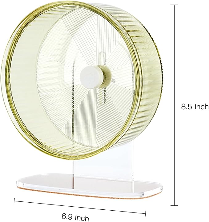 Super-Silent Hamster Exercise Wheel: Silent Spin Toys Hamster Running Wheels with Height Adjustable Stand for Hamsters Gerbils Mice Or Other Small Animals -6.5inch Green