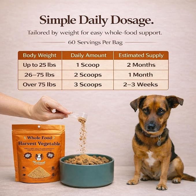 Natural Dog Company Harvest Vegetable Granules Dog Food Topper – Pumpkin Digestive Support Granules for Dogs, Fiber-Rich Superfood Blend for Gut Health, Holistic Care & Prebiotic Fiber, 8oz Bag
