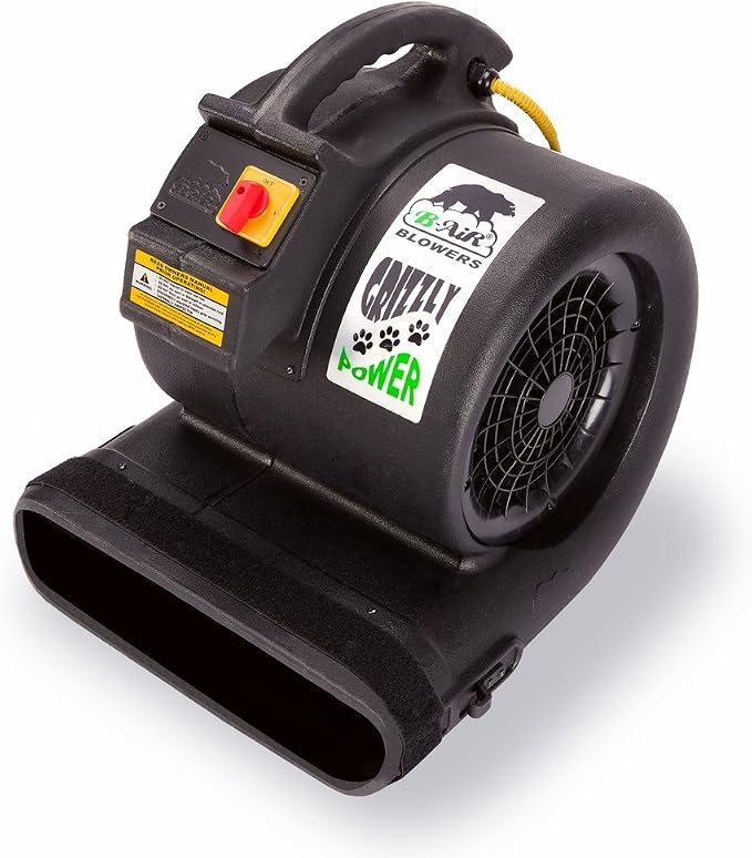 B-Air Grizzly Gp-1 1 HP 3550 CFM Air Grizzly Mover Carpet Dryer Floor Fan for Water Damage Restoration Equipment & Pet Cage Dryer Black