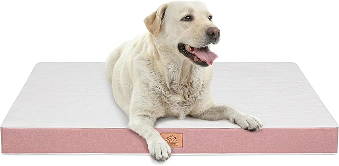 Sunheir Orthopedic Dog Beds for Small Dogs, Waterproof Puppy Bed with Removable Washable Cover, Non-Slip Bottom and Egg-Crate Foam, (Pink, 24.0" L x 16.0" W x 3.0" Th)