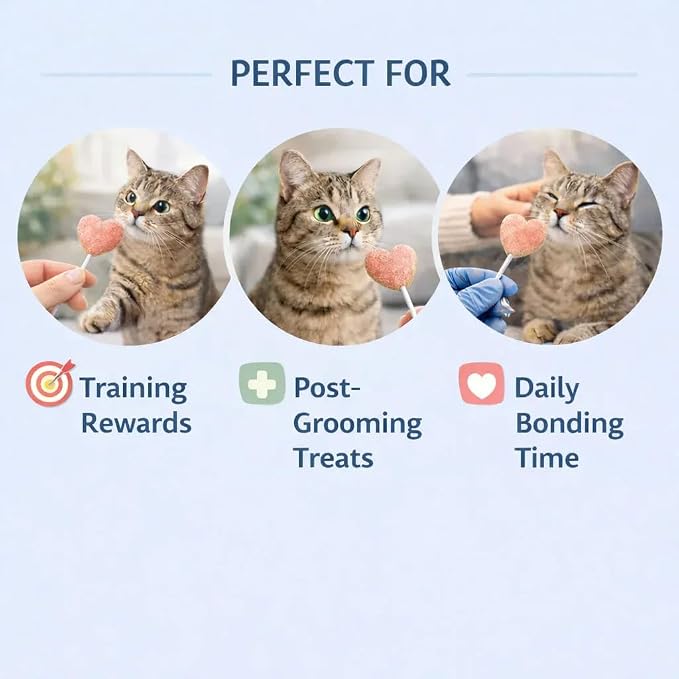 Freeze Dried Cat Treats Salmon Lollipops 4 Pops - High Protein Lickable Salmon Treats on Stick for Training Bonding - Cat Snacks No Artificial Flavors Preservatives for Kittens Cats All Ages