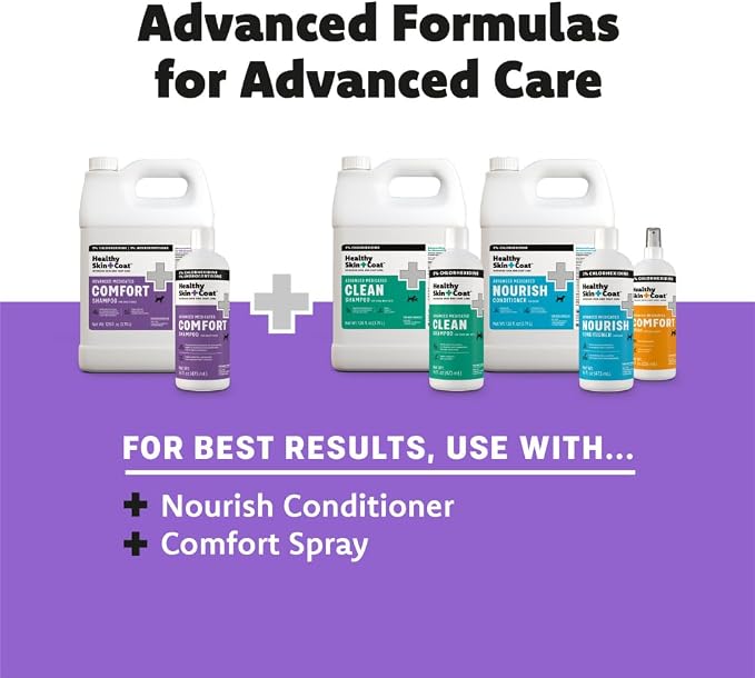 Advanced Medicated Comfort Dog Shampoo, 1 Gallon - 3% Chlorhexidine, 1% Hydrocortisone, Delivers Fast Itch Relief, Supports Skin and Coat Health, Made in The USA