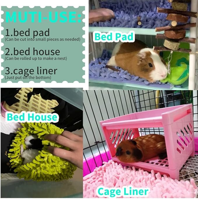 Oncpcare 47x24 Guinea Pig Cage Liner Fleece Guinea Pig Bed House Pad Winter Warm Squirrel Hedgehog Rabbit Chinchilla Bed Mat Hamster Rat Cage Accessories, (Pink)