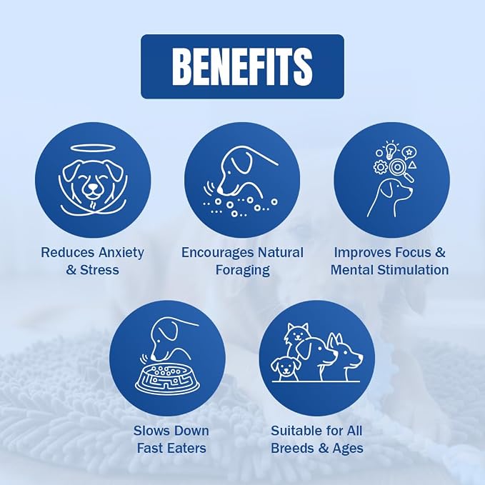Muddy Mat® Round Chenille & Fleece Snuffle Mat for Dogs – Dual Material Dog Enrichment Mat with Chenille & Fleece Layers, Nonslip Waterproof Base, Interactive Slow Feeding & Stress Relief Mat 19"x19"