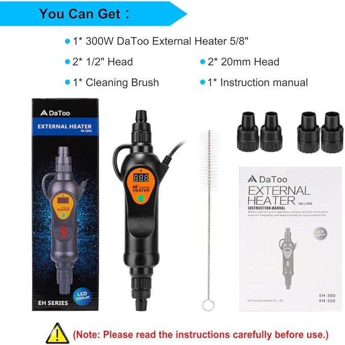 DaToo Aquarium External Heater in-Line Fish Tank External Heater 300W for Canister Filter