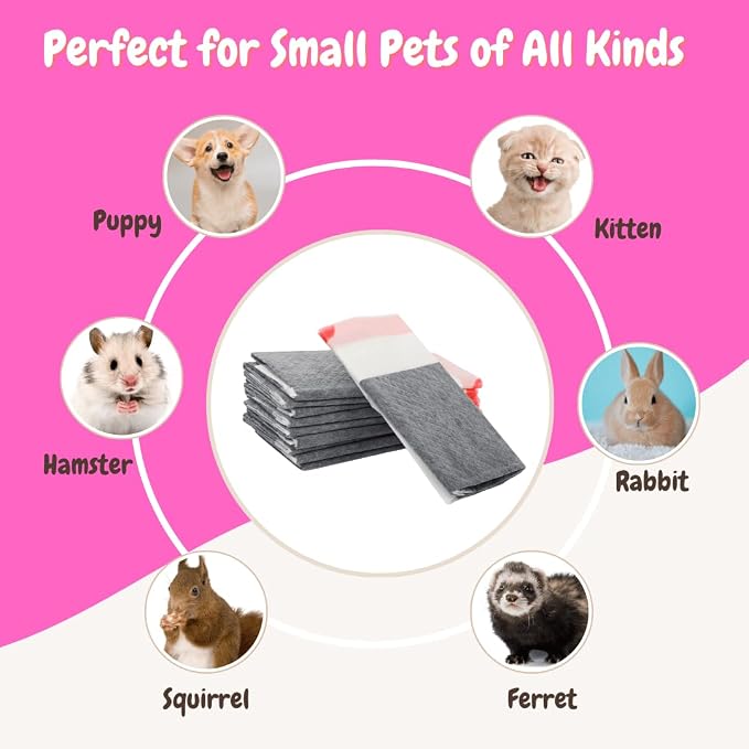 HoppScotch.bun Rabbit Litter Box Liners, Litter Mat with Actived Carbon for Odor Control, Disposable Poop Bags for Bunnies and Small Animals (Large)