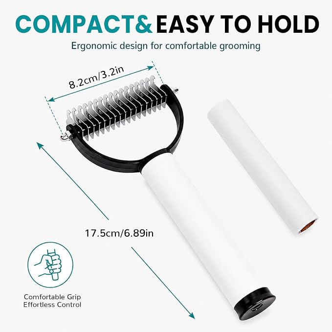 Deshedding Dog Brush with Dual-Sided Shedding Blade, Undercoat Rake & Dematting Comb, 2-in-1 Pet Hair Removal Tool for Dogs and Long-Haired Cats (Black-2PCS)