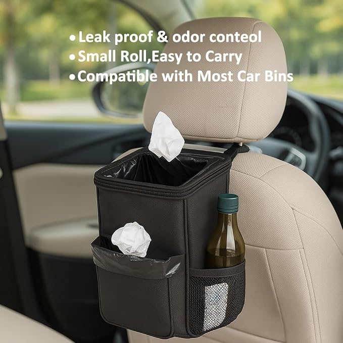 Teivio Black Trash Bags for Mini Car Trash Can, 250 Count 0.5 Gallon Portable Small Disposable Car Garbage Bags,Cars Accessories, Plastic Desktop Trash Bin Liners for Cars/Home/Office/Dog/Poop
