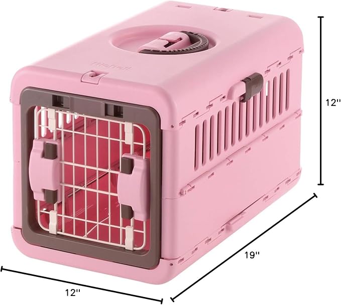 Richell USA - Foldable Pet Carrier Extra Small (80044) (Soft Pink and Brown)