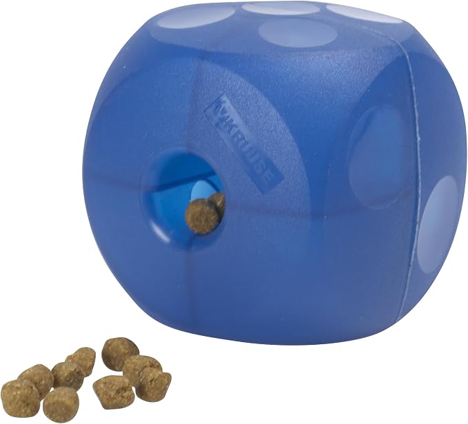 Kruuse Buster Soft Cube โ Mini, Blue โ Quiet Interactive Treat Dispensing Toy for Small Dogs โ Durable, Mentally Stimulating Puzzle Feeder for Slow Eating & Enrichment