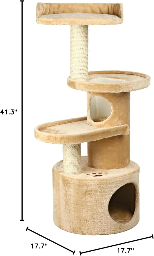 TRIXIE Pet Products Oviedo Cat Tree (Beige), Large (11 x 19 x 41 in.) (4384)