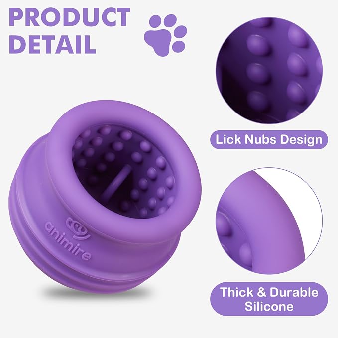 Treat Dispensing Dog Toy, Long-Lasting Interactive Puzzle Toys for Dogs, Stuffable Dog Enrichment Frozen Lick Treat Toy for Boredom, BPA Free Silicone Fetch Catch Chew Toy (Purple,L)