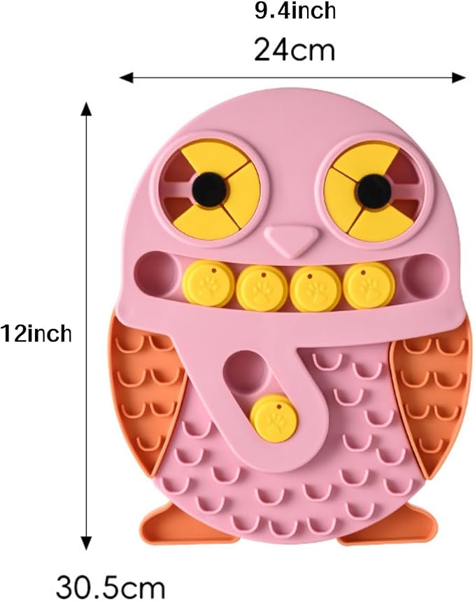 Slow Feeder Dog Bowl & Lick Mat, Interactive Dog Puzzle Toy for Fast Eaters, Treat Dispensing Toys with Non-Slip Base, Sturdy Plastic for Small, Medium, Large Dogs, Healthy Eating (Pink)