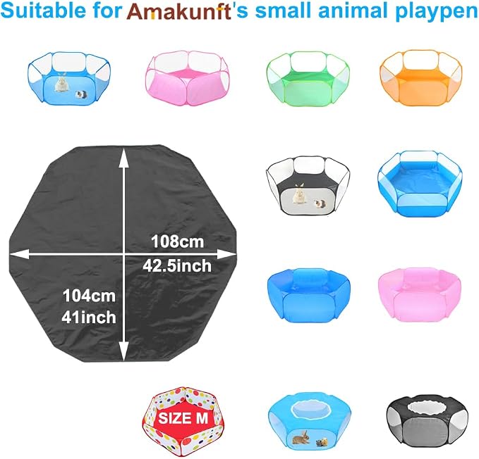 Amakunft 2 Pcs Guinea Pig Bed Mat Washable, Rabbit Winter Bed Pad for Indoor & Waterproof Pads for Small Animal Playpen, Reusable Liners, Waterproof Bottom on Both Sides Fit with Pet Tent Bedding