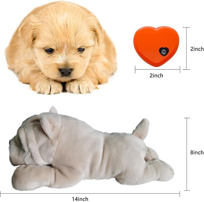 HonourHope Dog Heartbeat Toy for Anxiety Relief, Soft Plush Toy Pet Calming Puppy Behavioral Training Aid Pet Companion Pillow for Puppy Dog Cat Kitty - Shar Pei